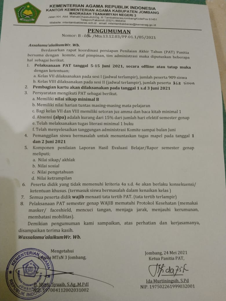 Persyaratan mengikuti PAT 2021