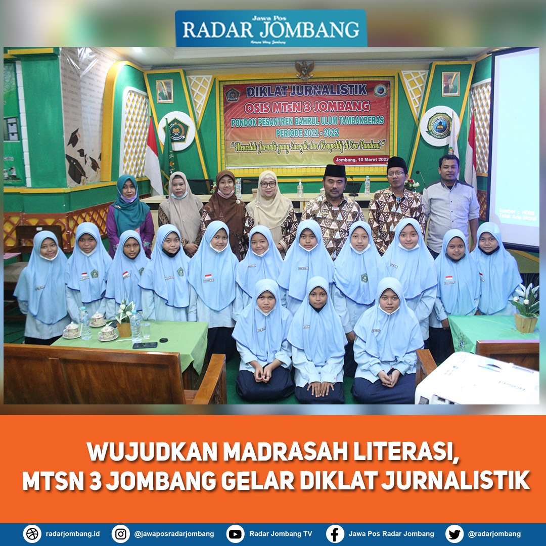 Wujudkan Madrasah Literasi, MTsN 3 Jombang Gelar Diklat Jurnalistik