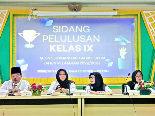 Sidang Kelulusan MTsN 3 Jombang TP 2022/2023 Dilaksanakan,  867 Peserta Didik Dinyatakan Lulus