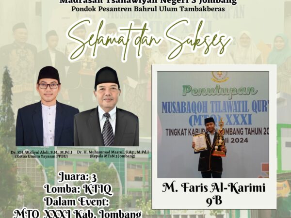 MtsN 3 jombang panen prestasi di MTQ kabupaten jombang