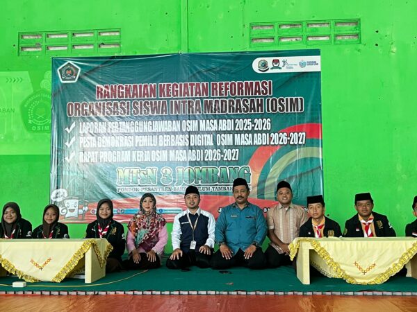 MTsN 3 Jombang Gelar LPJ Organisasi Siswa dan Pemilihan Ketua PK IPNU–IPPNU Secara Demokratis Periode 2026-2027