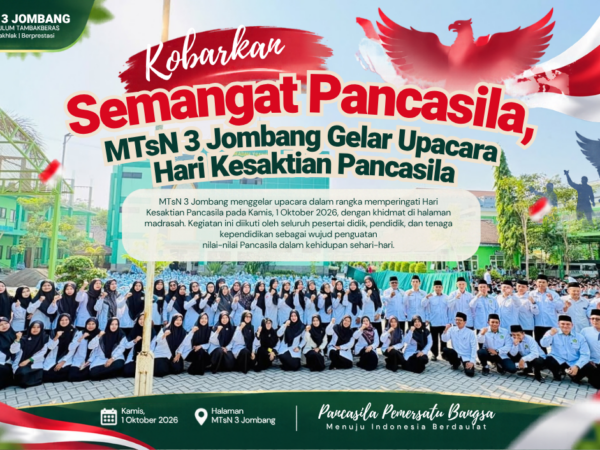 Kobarkan Semangat Pancasila, MTsN 3 Jombang Gelar Upacara Hari Kesaktian Pancasila