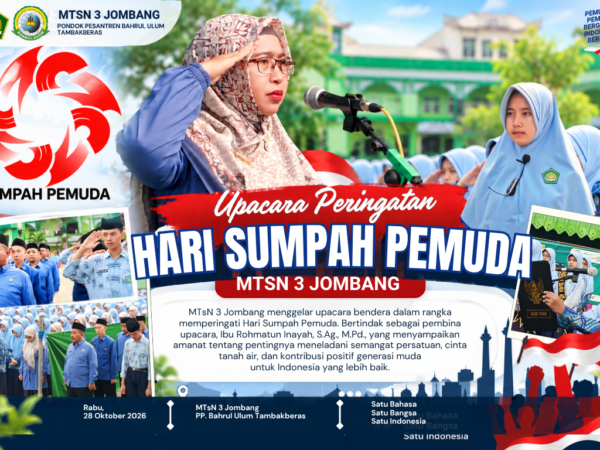 Kobarkan Semangat Persatuan, MTsN 3 Jombang Gelar Upacara Peringatan Hari Sumpah Pemuda